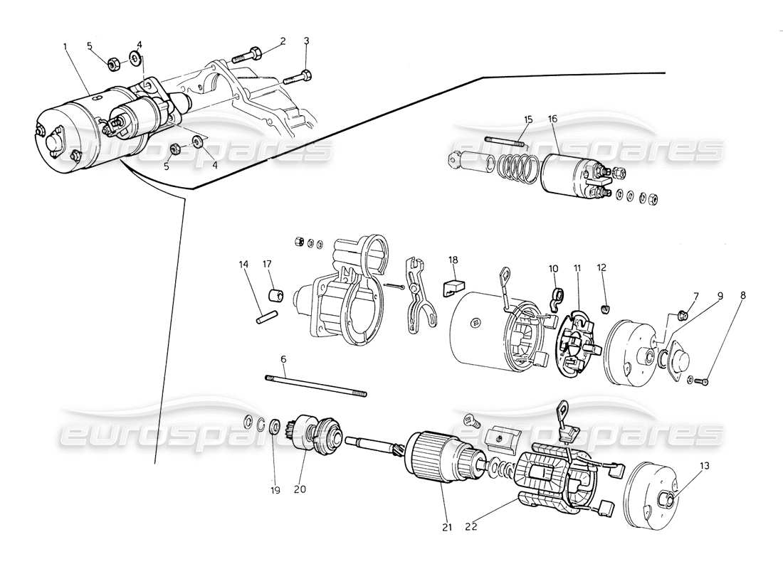 maserati biturbo spider schema delle parti del motorino di avviamento marelli
