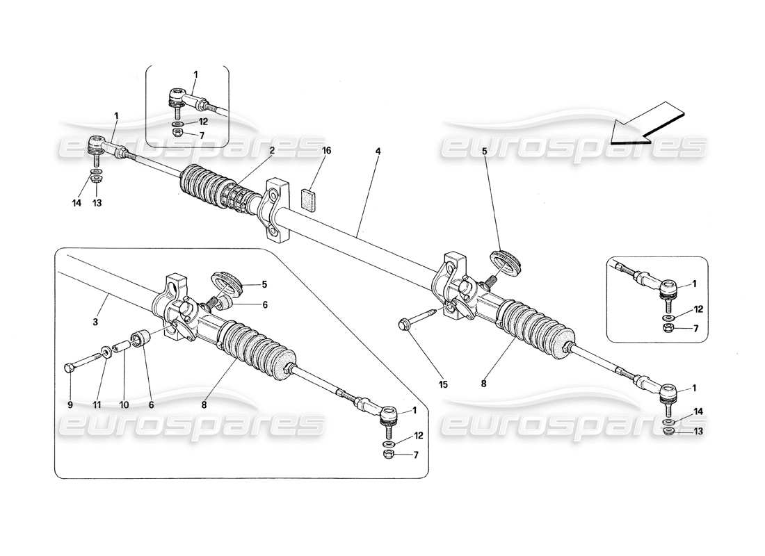 ferrari 348 (1993) tb / ts scatola sterzo e collegamento diagramma delle parti