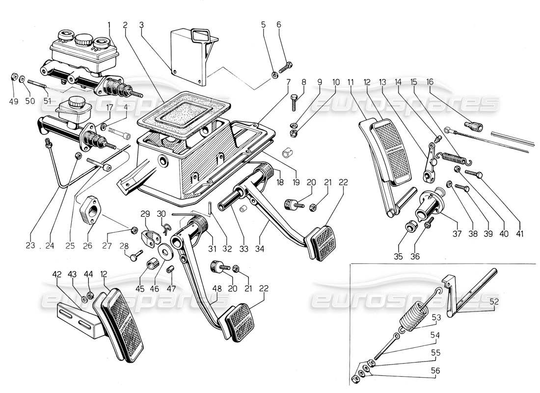 lamborghini jalpa 3.5 (1984) pedali diagramma delle parti