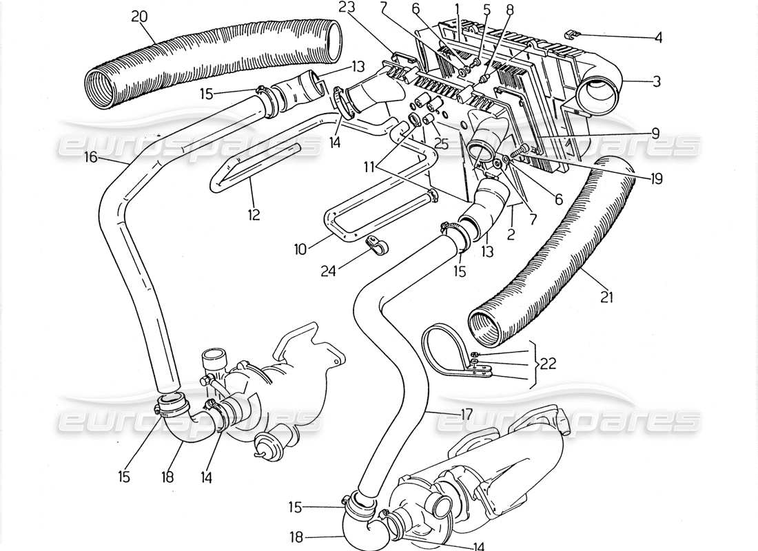 maserati 2.24v diagramma delle parti del filtro dell'aria e dei tubi