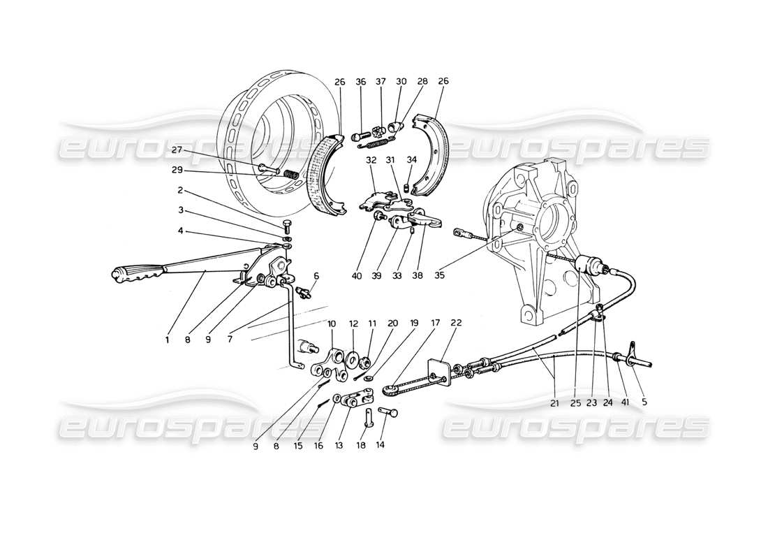 ferrari 365 gt4 berlinetta boxer diagramma delle parti del controllo del freno a mano