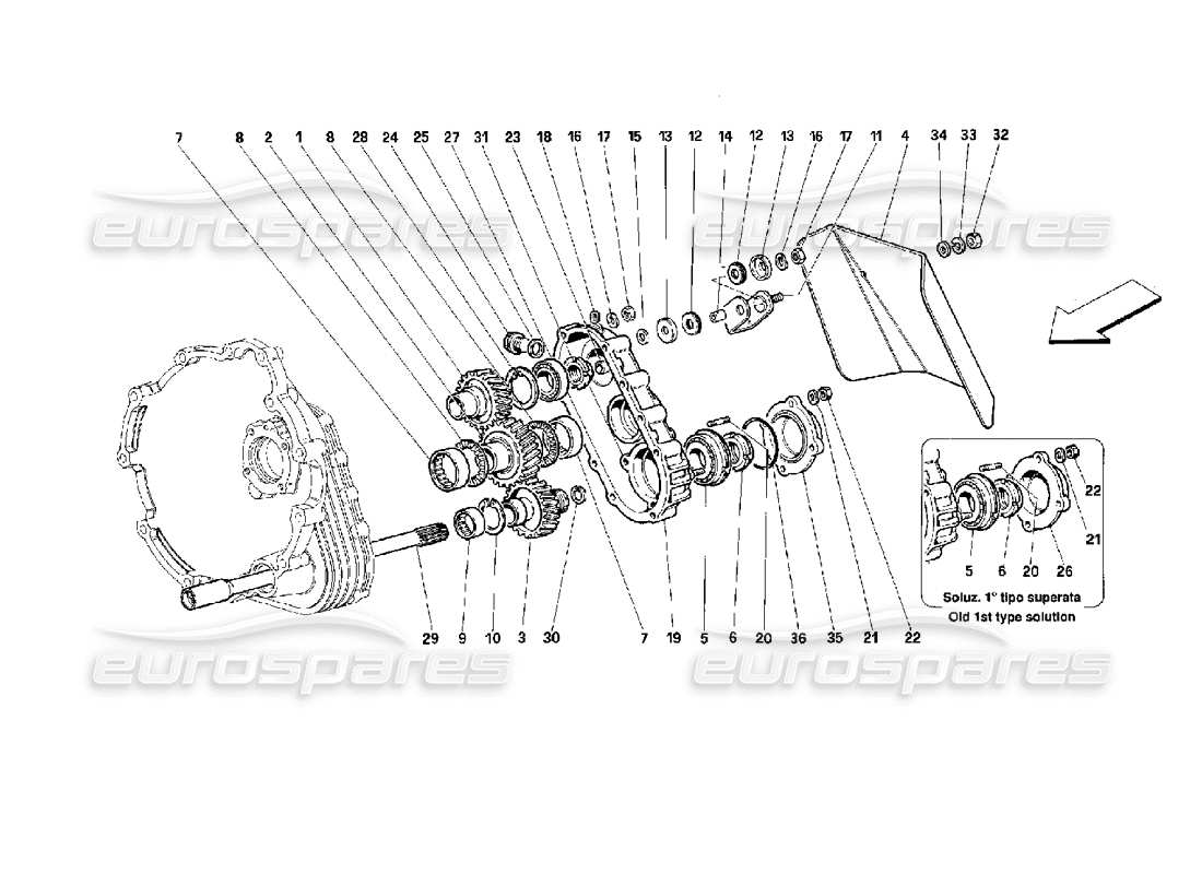 ferrari 512 tr diagramma delle parti della trasmissione del cambio