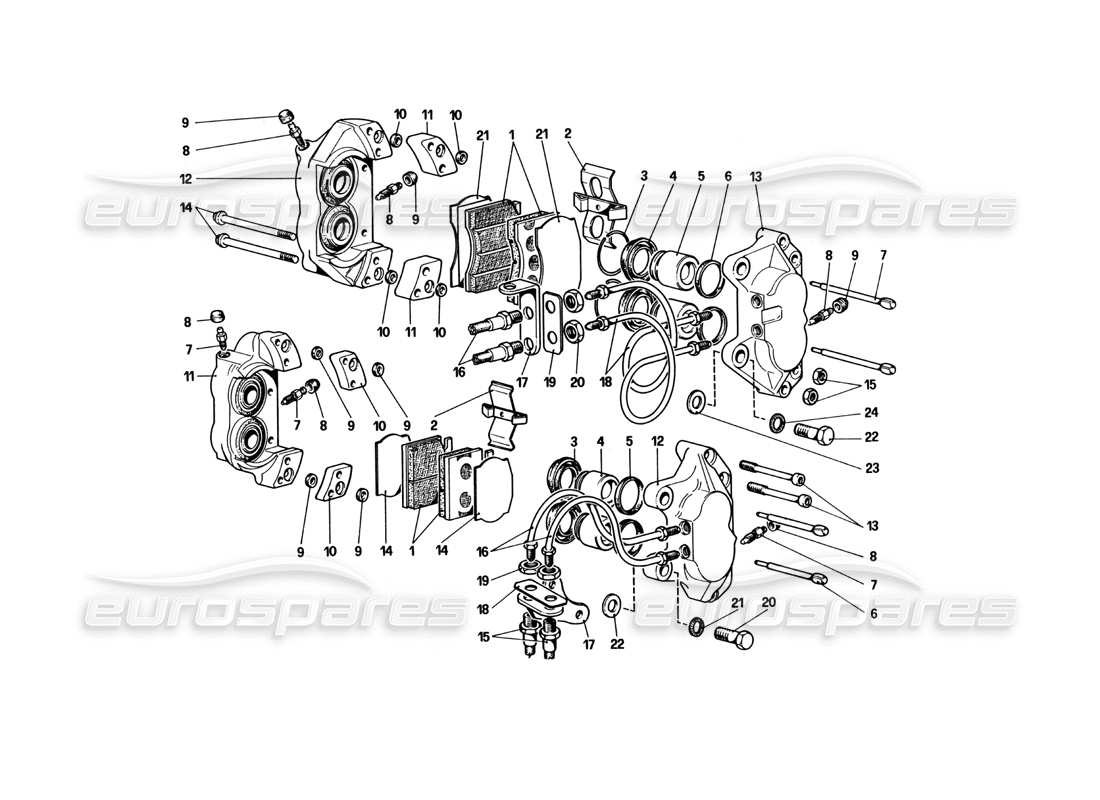 ferrari 512 bbi pinze per freni anteriori e posteriori diagramma delle parti