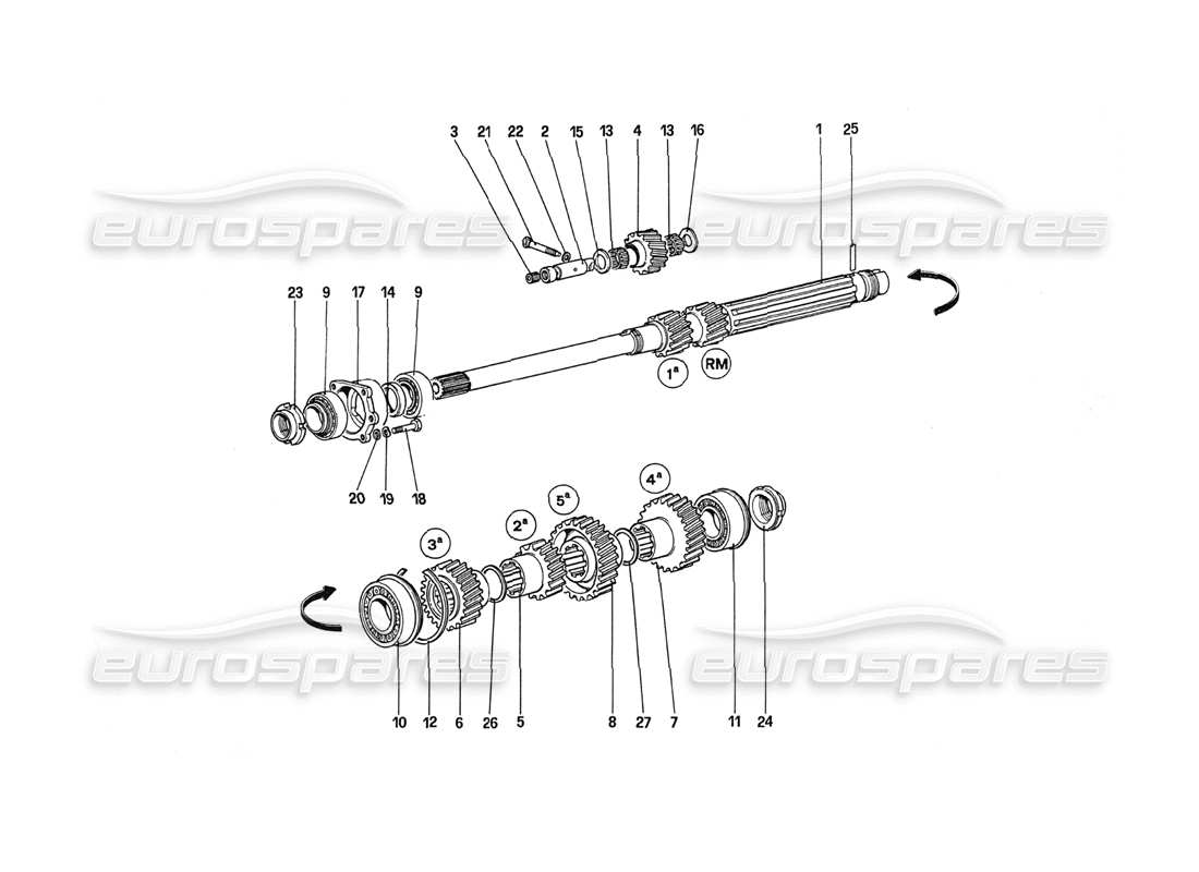 ferrari 288 gto diagramma delle parti degli ingranaggi dell'albero principale