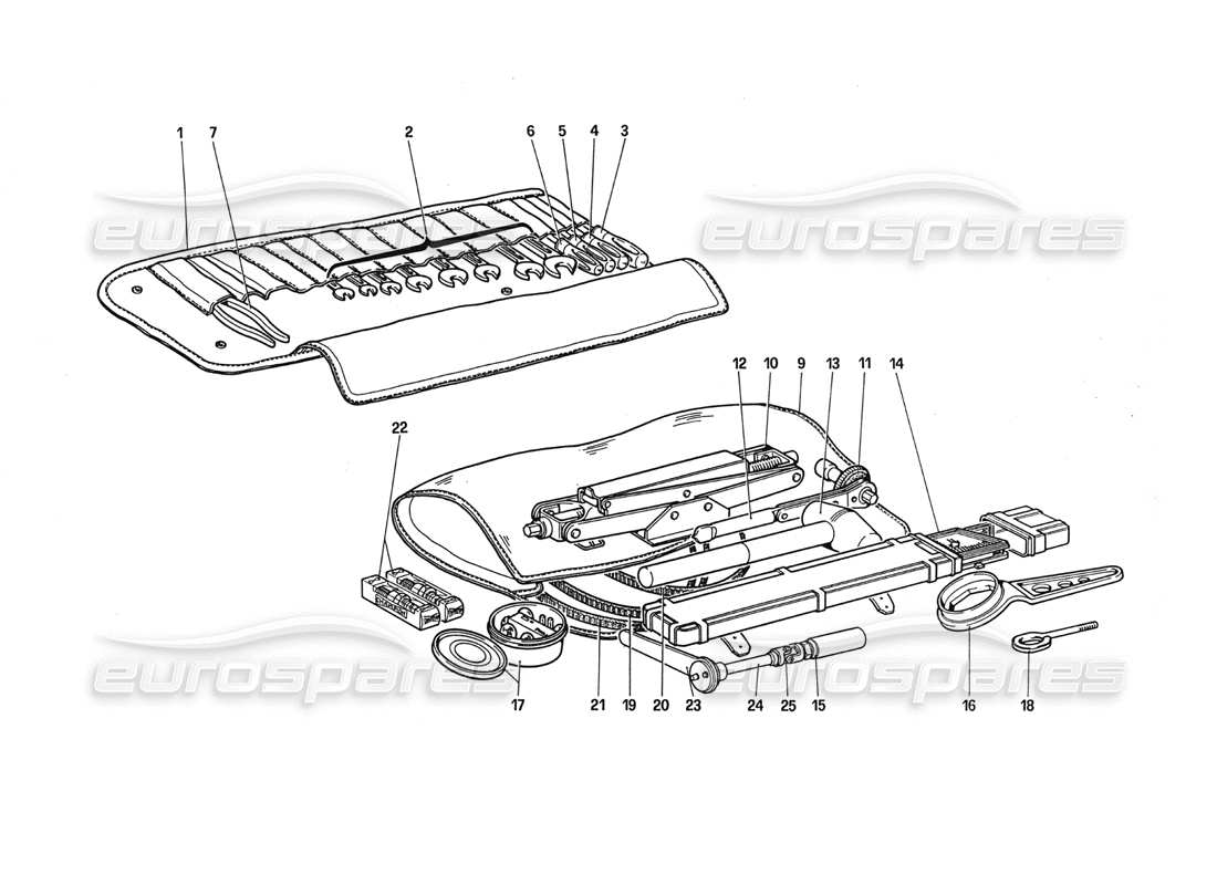 ferrari 288 gto diagramma delle parti del toolkit