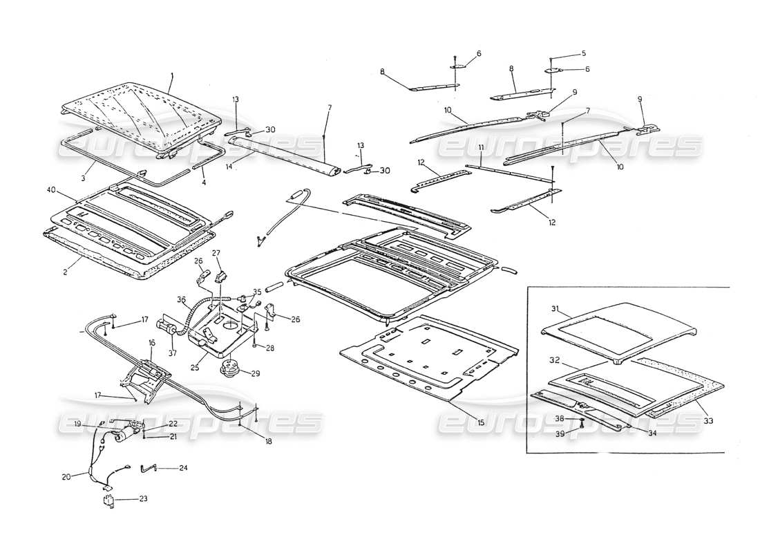 maserati 418 / 4.24v / 430 tetto scorrevole diagramma delle parti