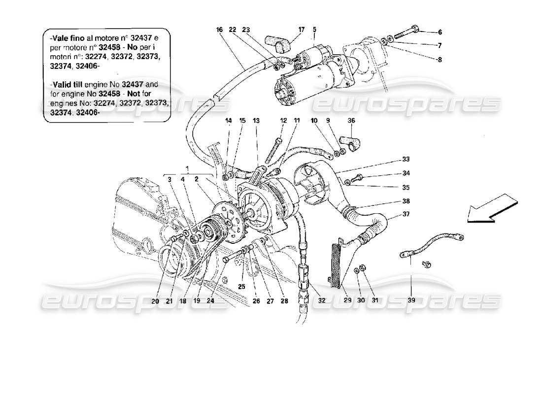 ferrari 512 tr generatore di corrente -valido fino al motore n....- diagramma delle parti