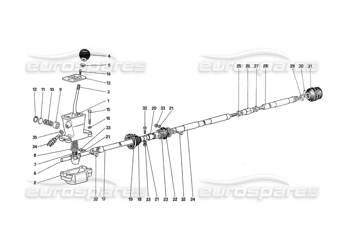 ferrari 288 gto diagramma delle parti dei controlli esterni del cambio