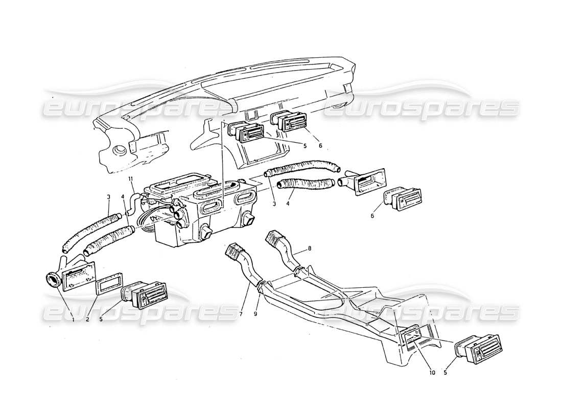 maserati biturbo 2.5 (1984) ventilazione diagramma delle parti