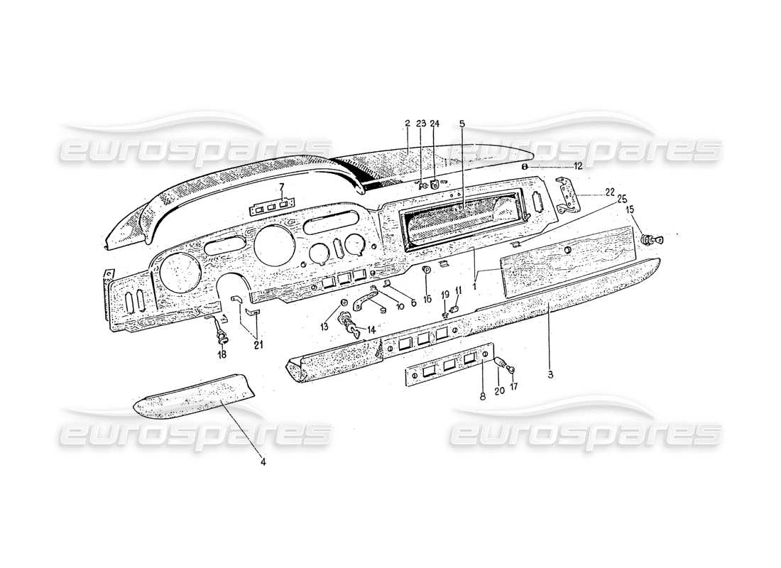 ferrari 330 gt 2+2 (coachwork) dash part diagram