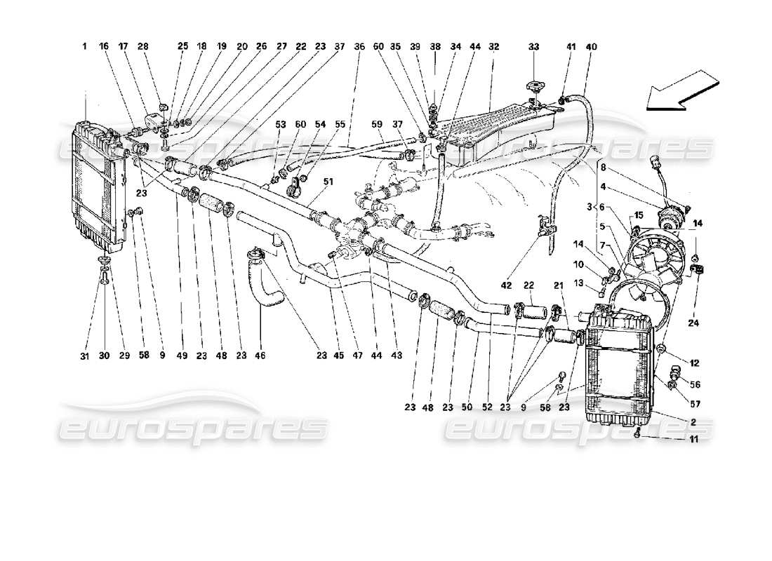 ferrari 512 tr sistema di raffreddamento diagramma delle parti