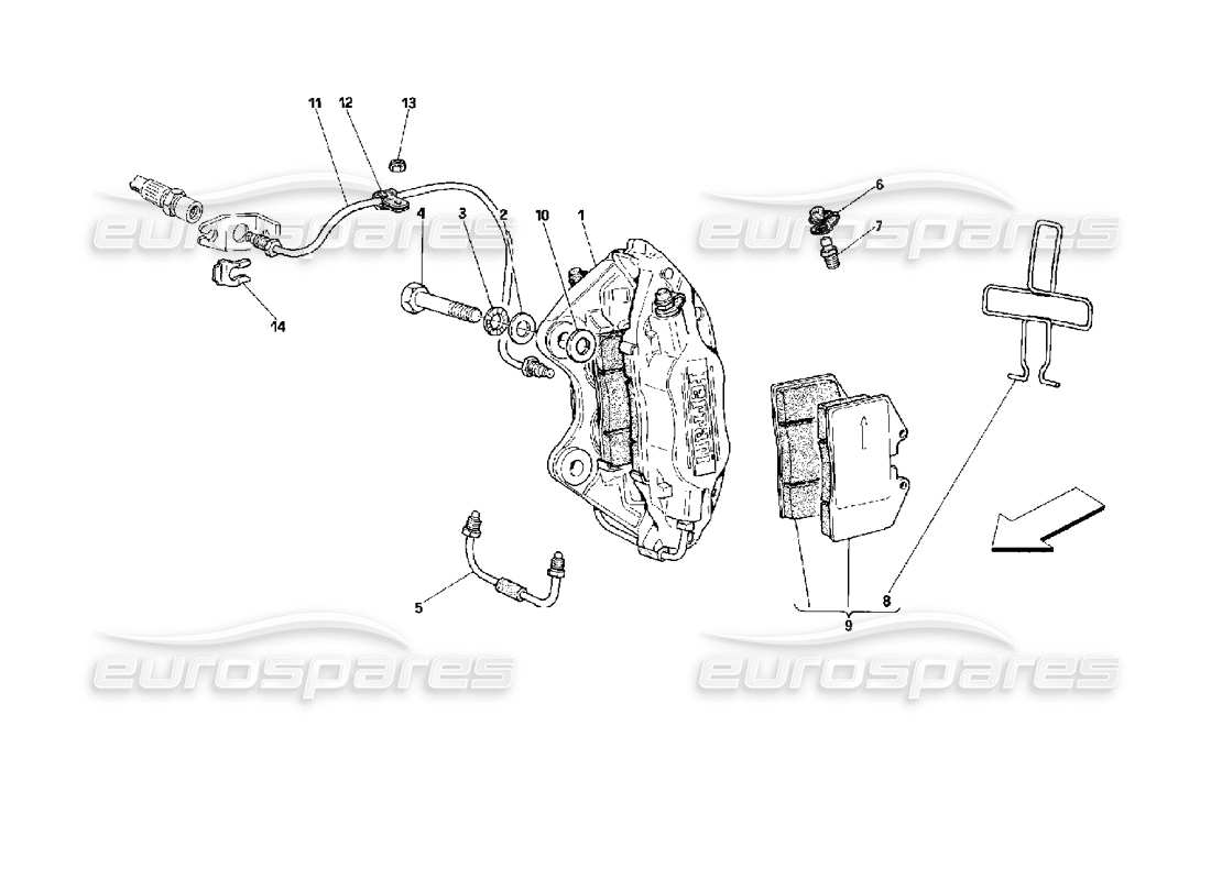 ferrari 512 tr diagramma delle parti delle pinze dei freni posteriori