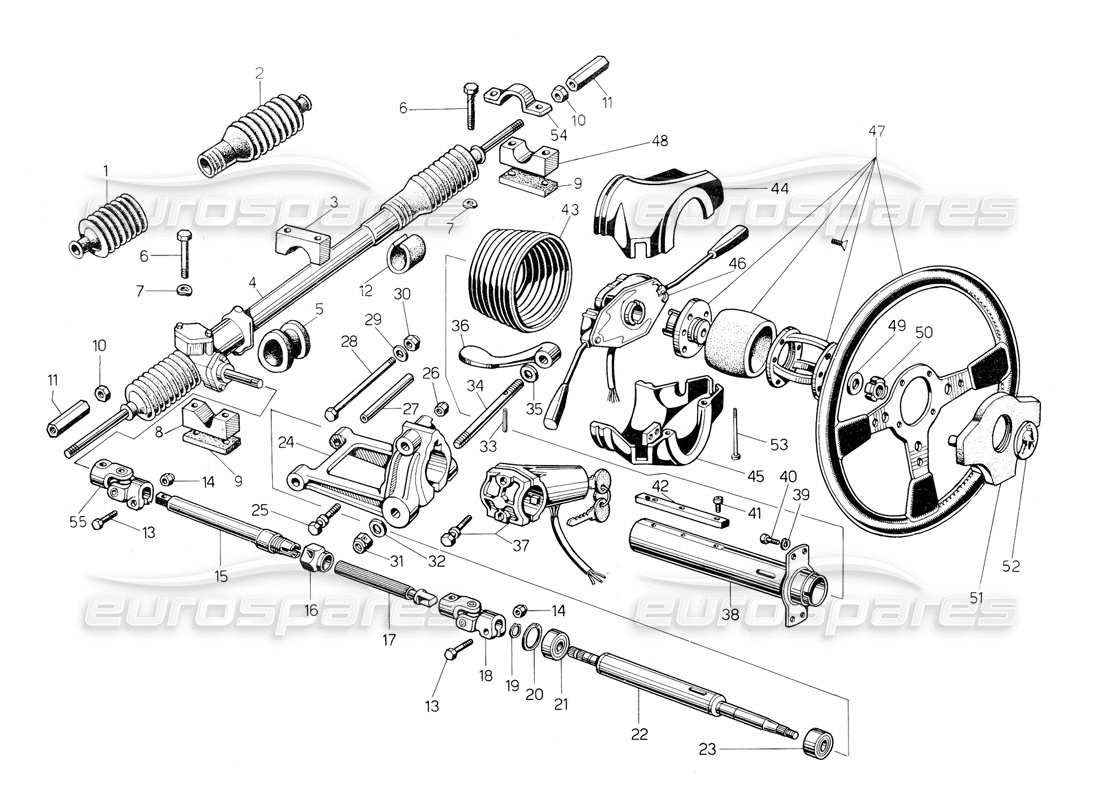 lamborghini countach 5000 qv (1985) diagramma della parte dello sterzo