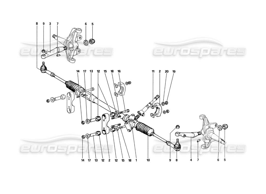 ferrari 512 bbi scatola sterzo e collegamento diagramma delle parti
