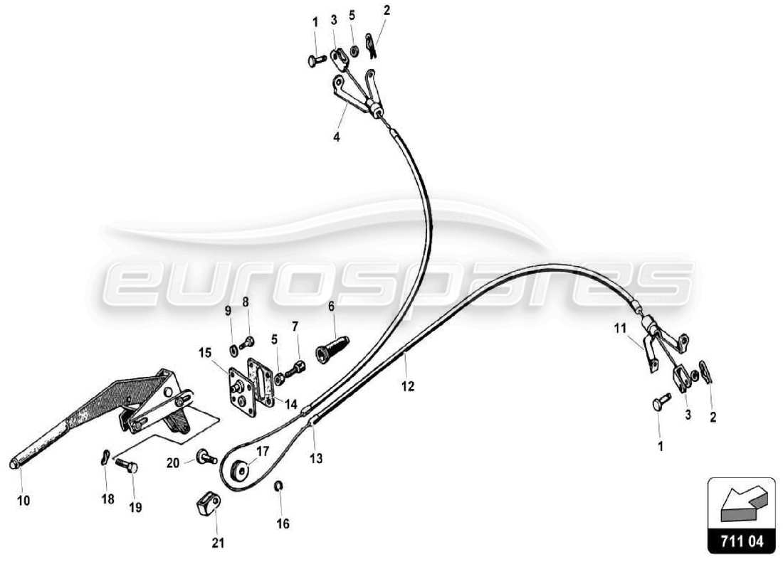 lamborghini miura p400 schema delle parti del freno a mano