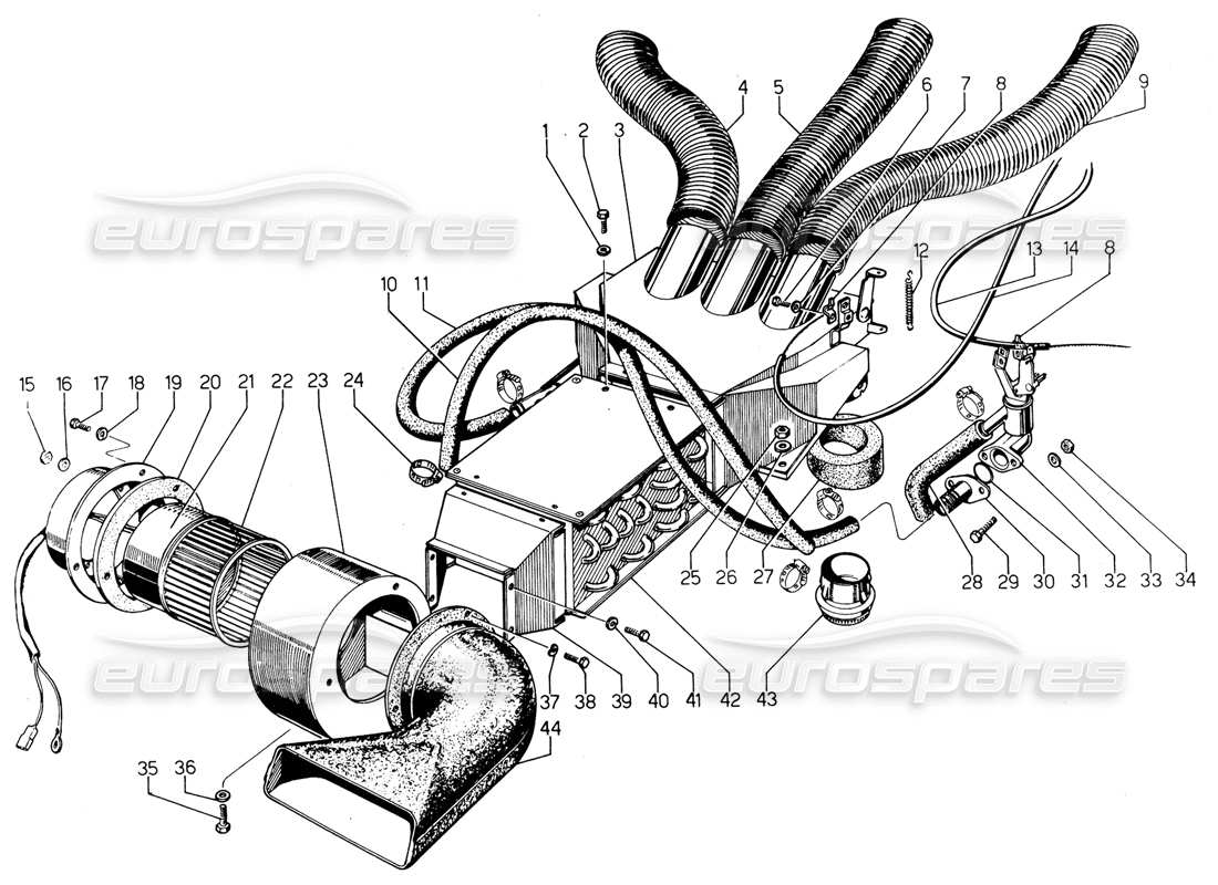 lamborghini urraco p300 diagramma delle parti del riscaldatore