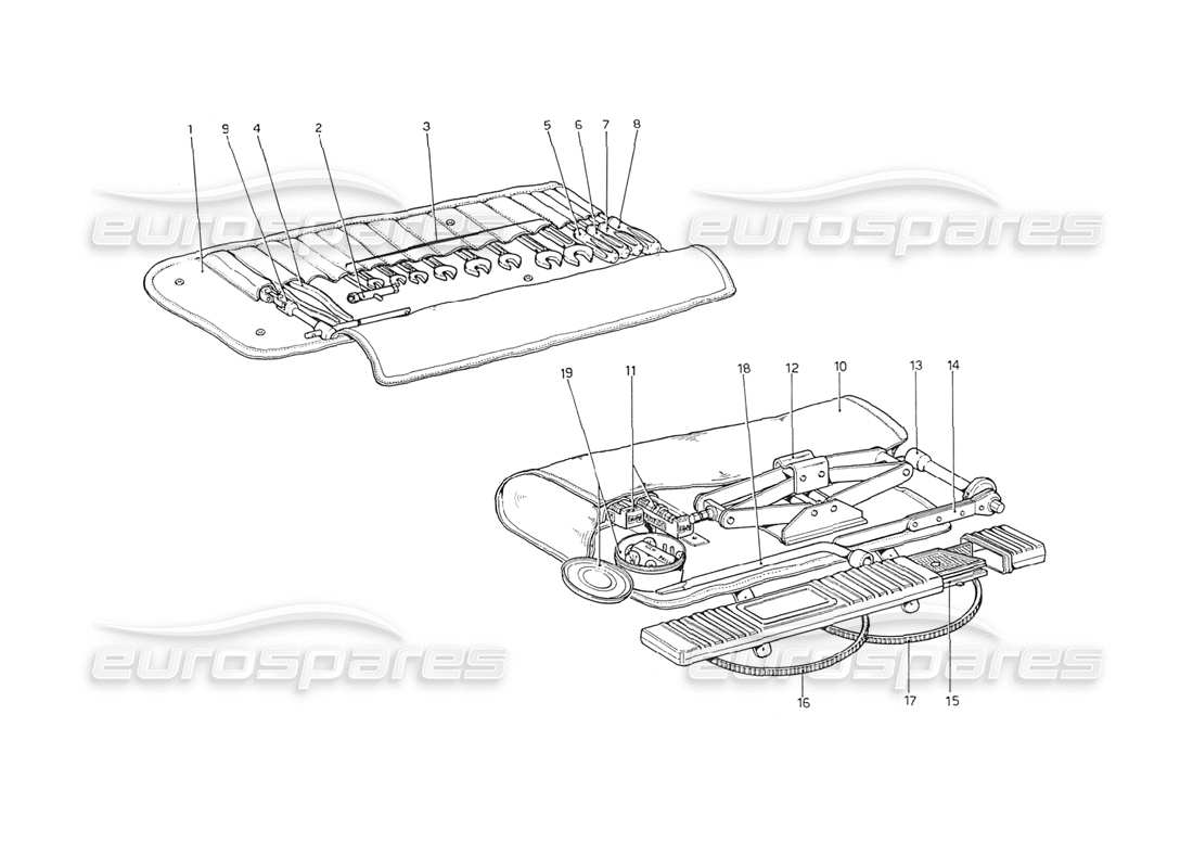 ferrari 208 gt4 dino (1975) diagramma delle parti del kit di strumenti