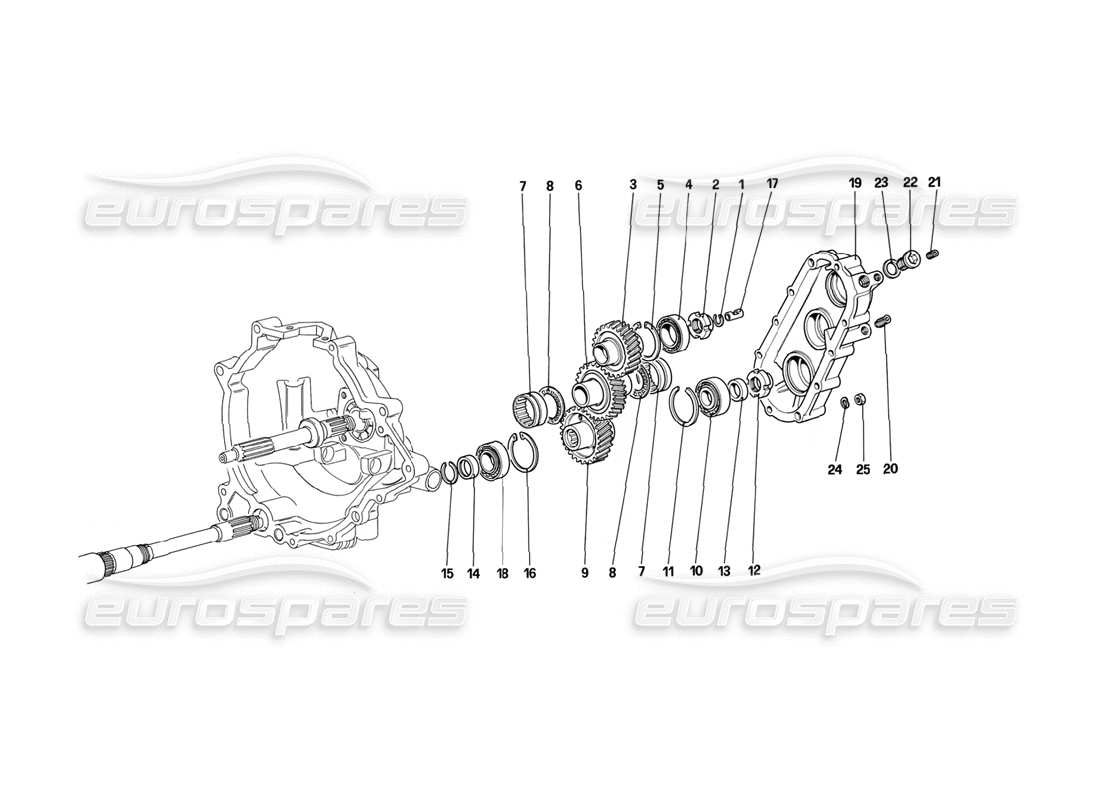 ferrari mondial 3.2 qv (1987) diagramma delle parti della trasmissione del cambio