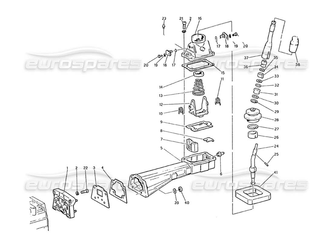 maserati biturbo 2.5 (1984) diagramma delle parti dei controlli esterni della trasmissione
