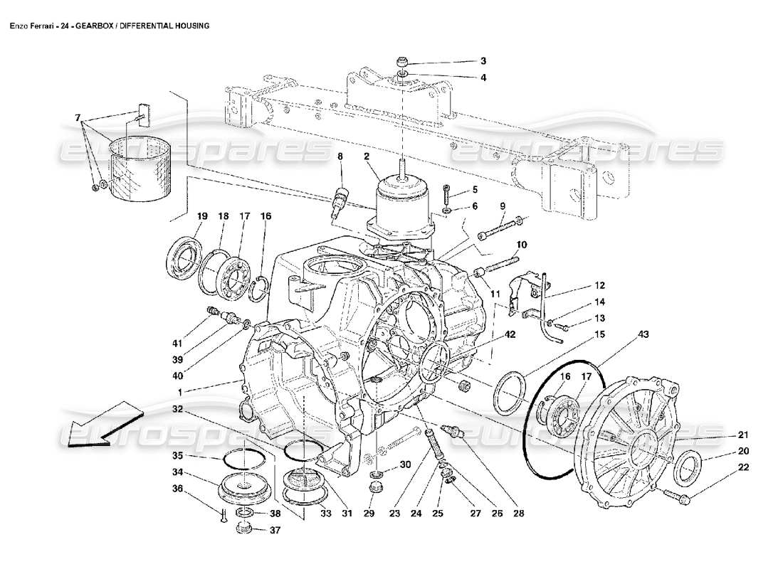 ferrari enzo schema delle parti del cambio - alloggiamento del differenziale