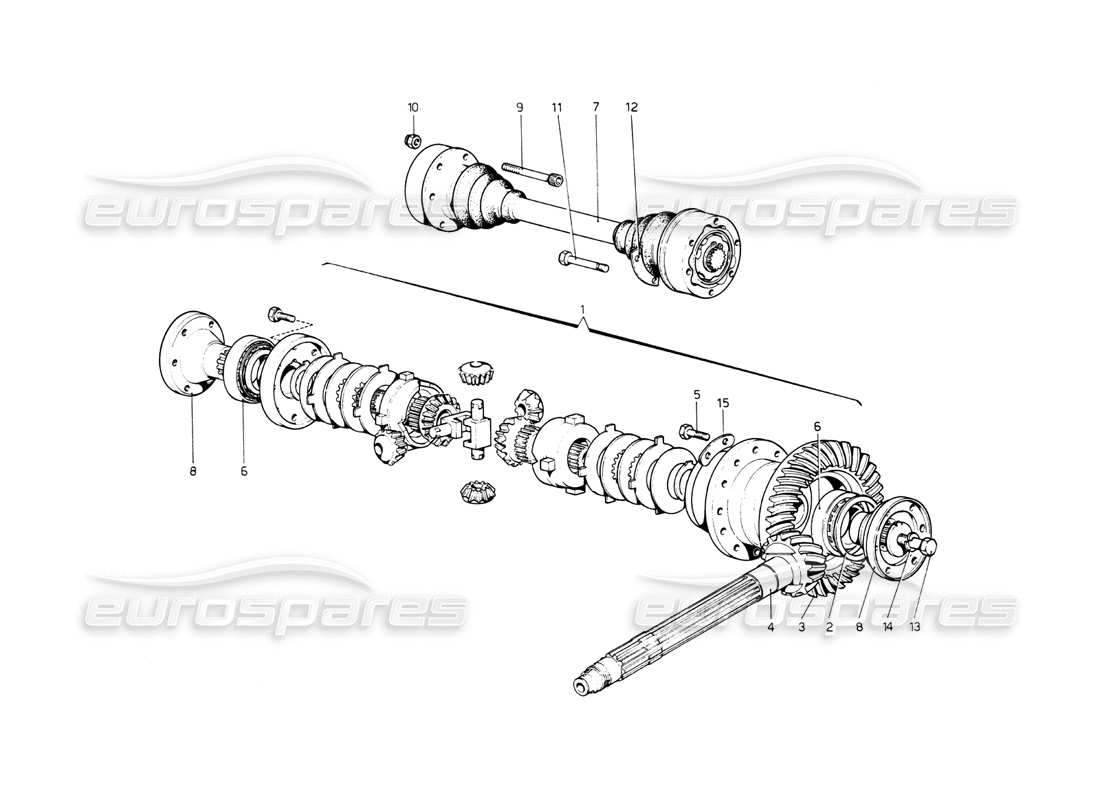 ferrari 512 bb differenziale e semiassi diagramma delle parti