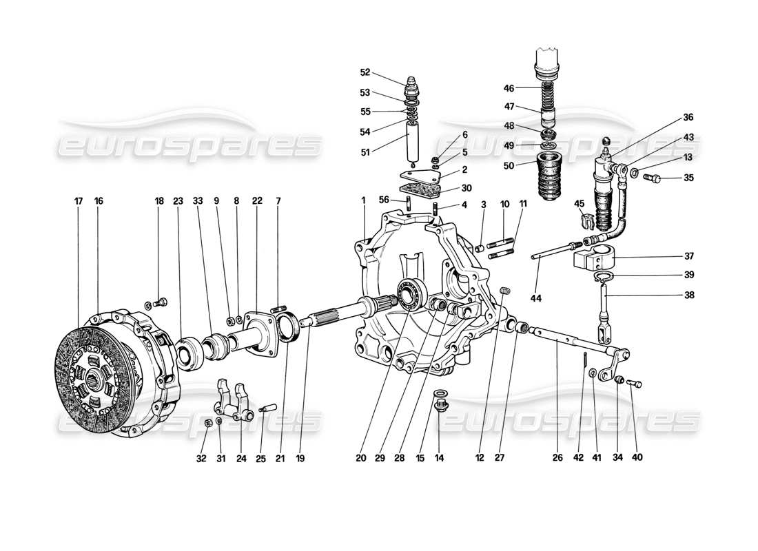 ferrari mondial 3.2 qv (1987) frizione e comandi diagramma delle parti