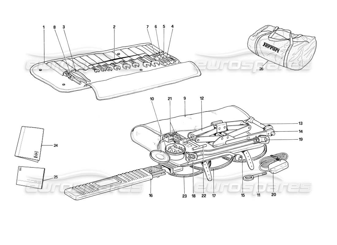 ferrari mondial 3.2 qv (1987) strumento: diagramma delle parti del kit