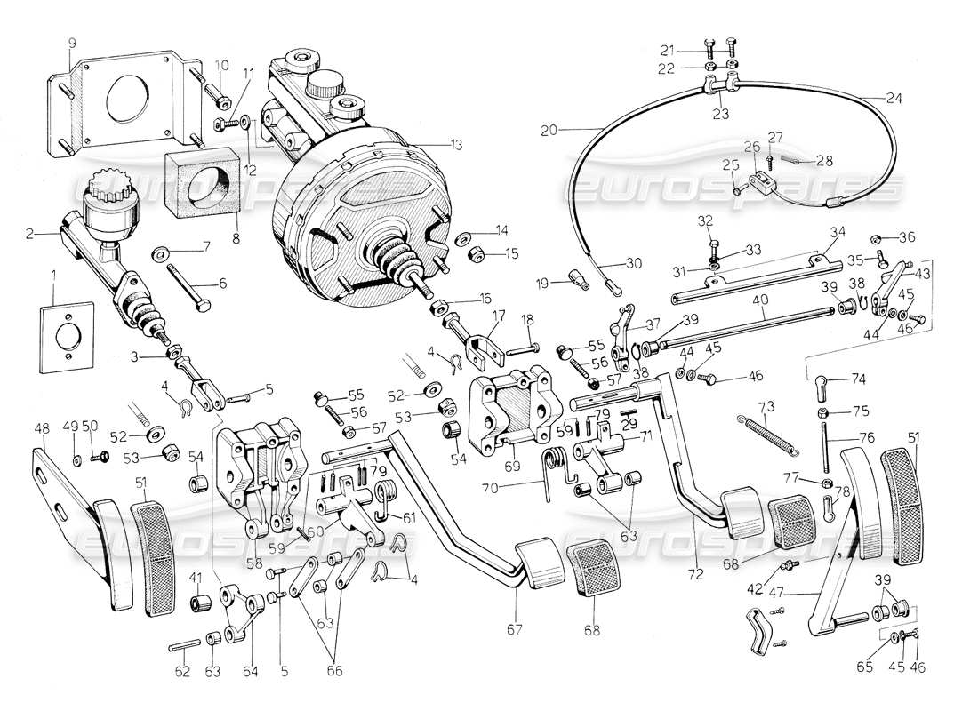 lamborghini countach 5000 qvi (1989) pedali (destra d.) diagramma delle parti