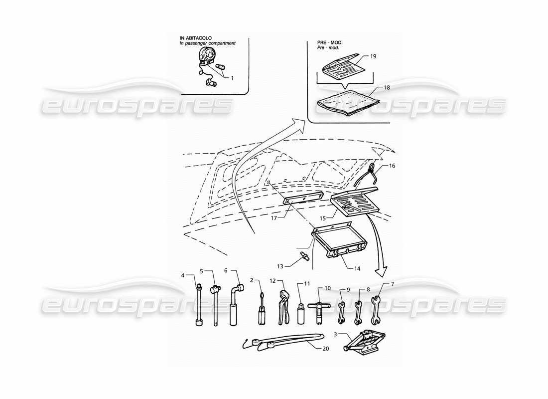 maserati qtp. 3.2 v8 (1999) diagramma delle parti degli strumenti