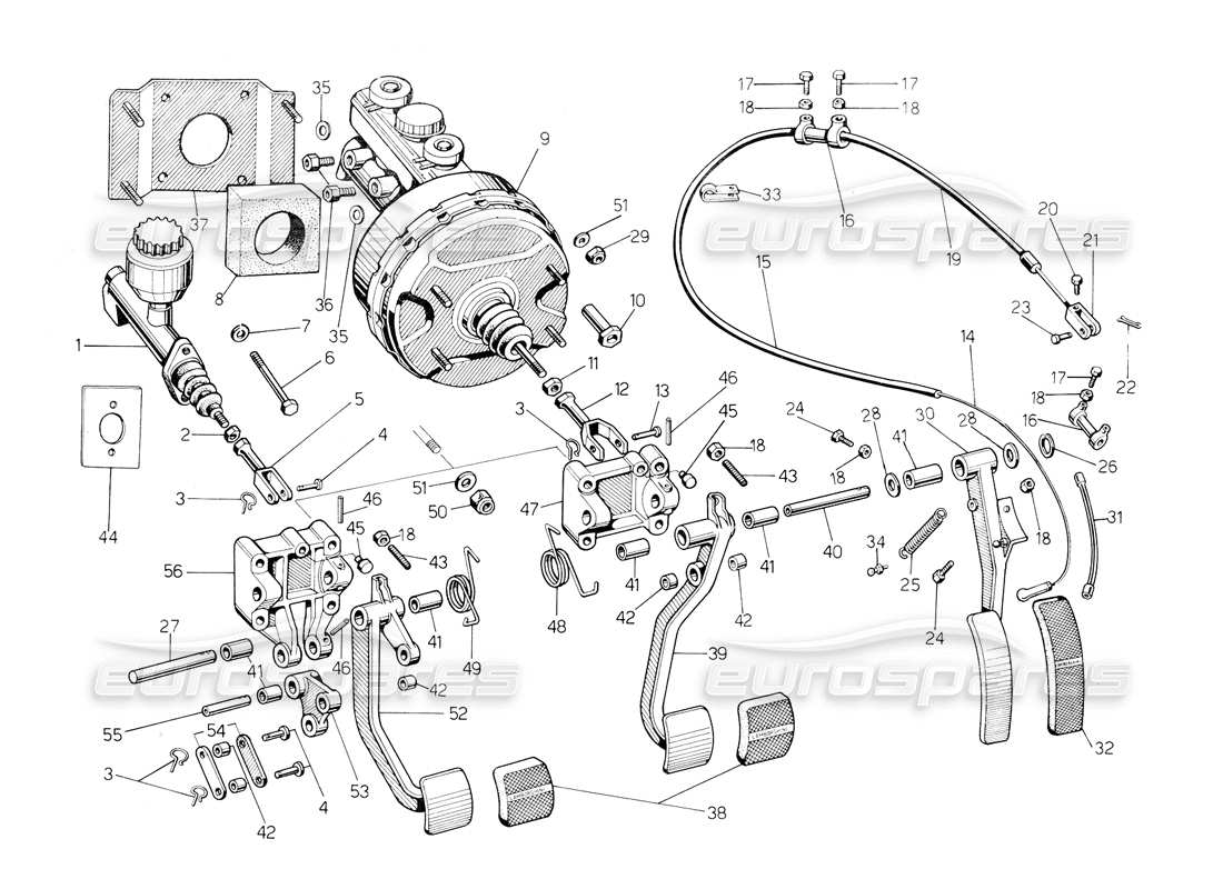 lamborghini countach 5000 qvi (1989) pedali schema delle parti