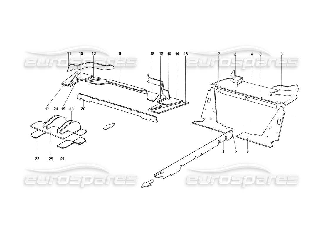 ferrari 288 gto diagramma delle parti degli isolamenti