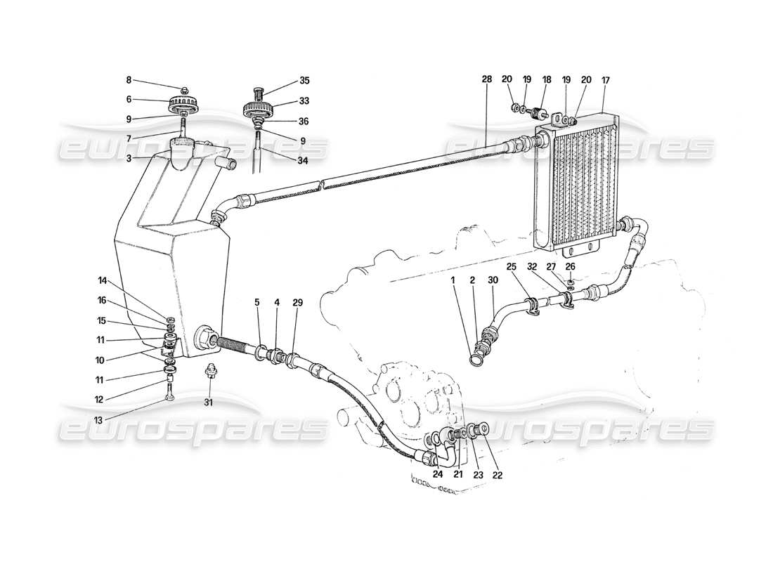 ferrari 288 gto sistema di lubrificazione diagramma delle parti