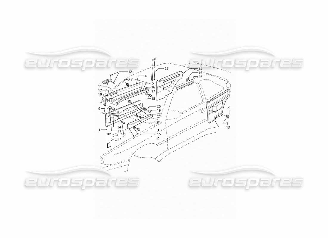 maserati ghibli 2.8 gt (variante) rifiniture interne: pannelli diagramma delle parti