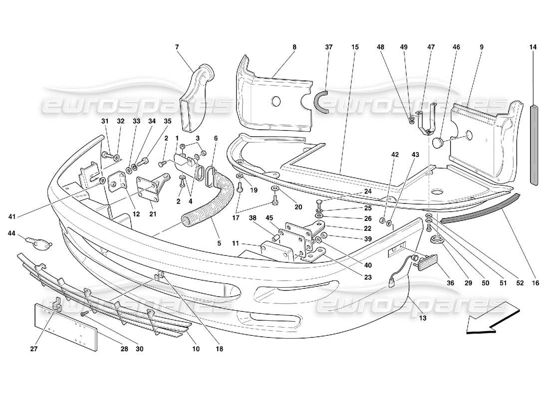 ferrari 456 gt/gta schema delle parti paraurti anteriore