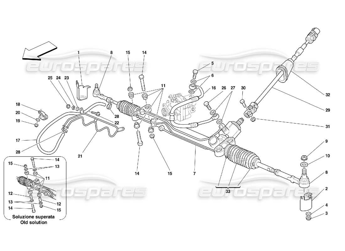 ferrari 456 gt/gta scatola dello sterzo idraulica e serpentina -non per gd schema delle parti