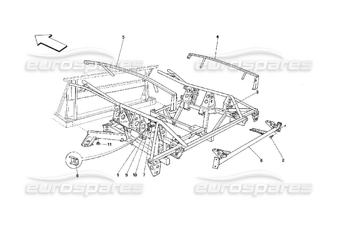 ferrari 512 tr diagramma delle parti del telaio posteriore