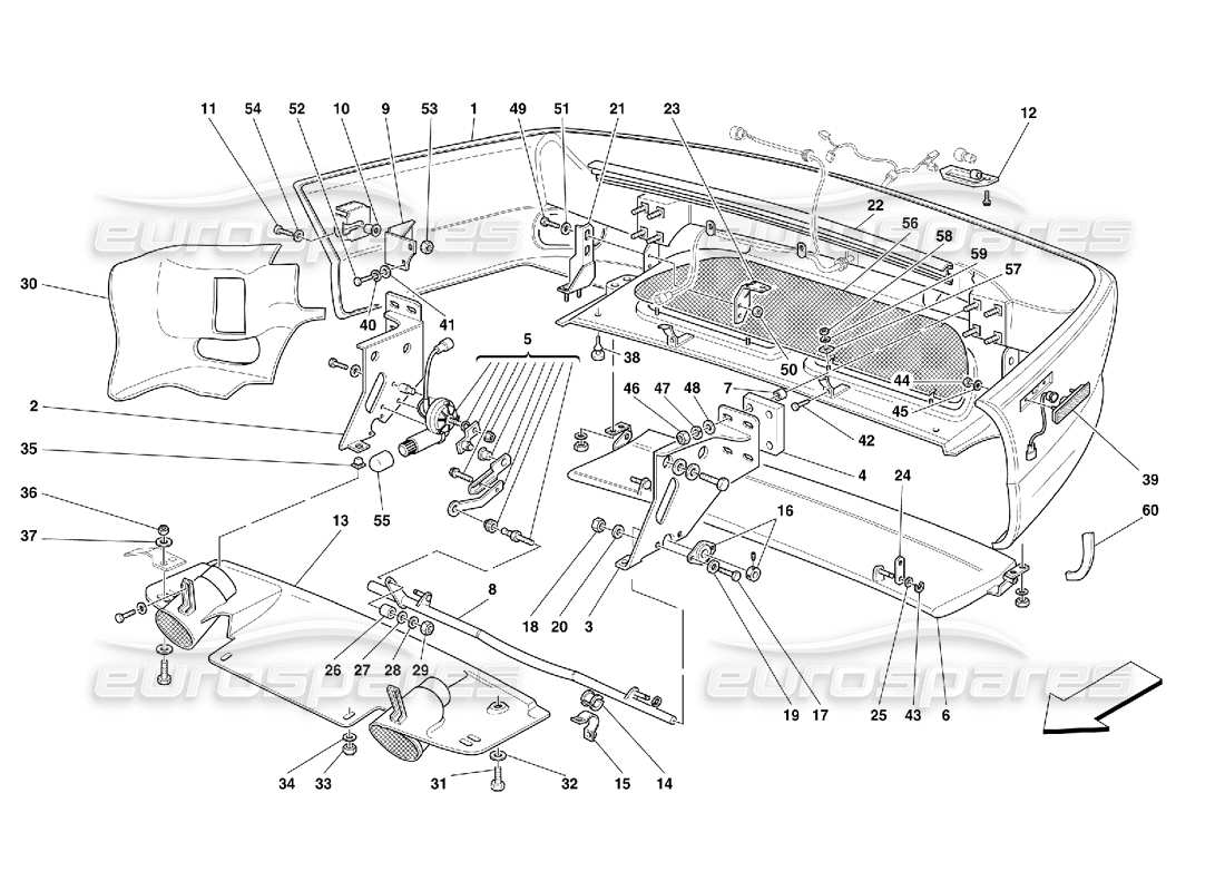 ferrari 456 gt/gta paraurti posteriore e spoiler mobile: valido per 456 diagramma delle parti gta