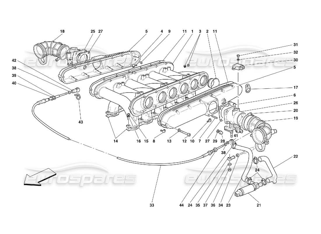 ferrari 456 gt/gta diagramma delle parti dei collettori di aspirazione dell'aria