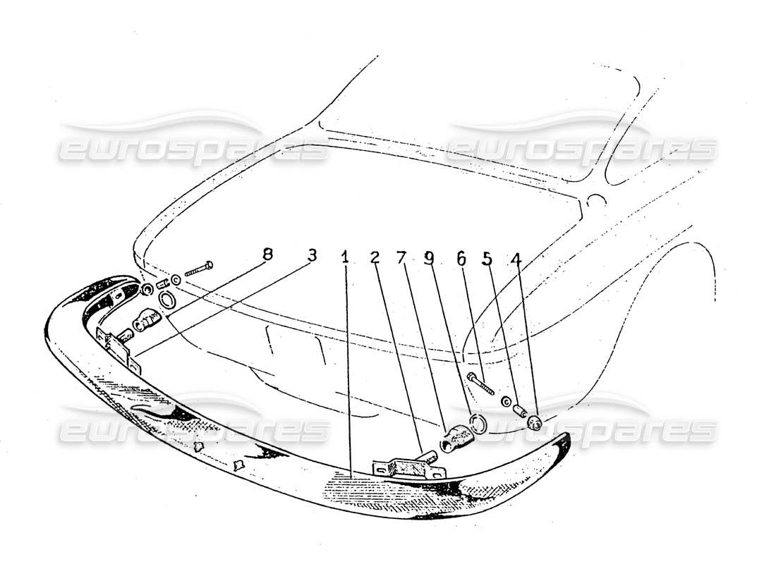 ferrari 330 gt 2+2 (coachwork) diagramma delle parti serie paraurti posteriore 1 (per gsfvn 566 - per gdfvn 59).