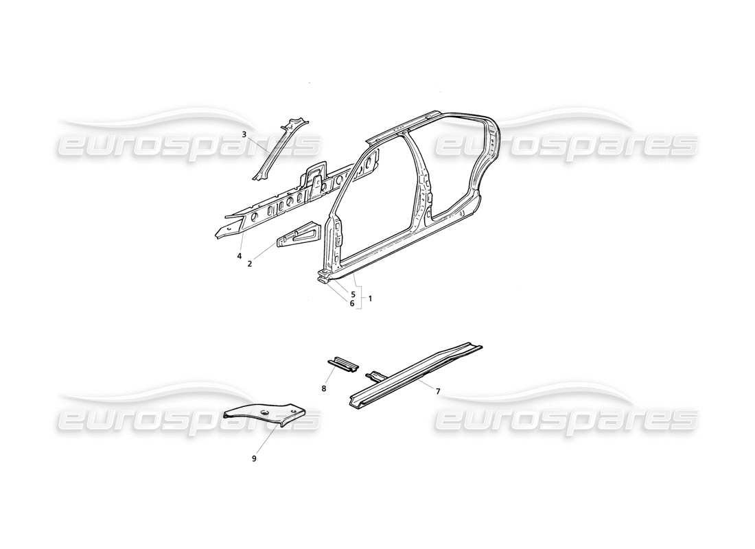 maserati qtp v8 evoluzione scocca della carrozzeria: pannelli laterali diagramma delle parti