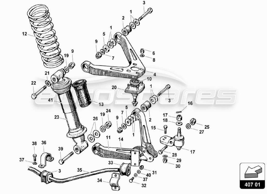 lamborghini miura p400 diagramma delle parti dei bracci anteriori