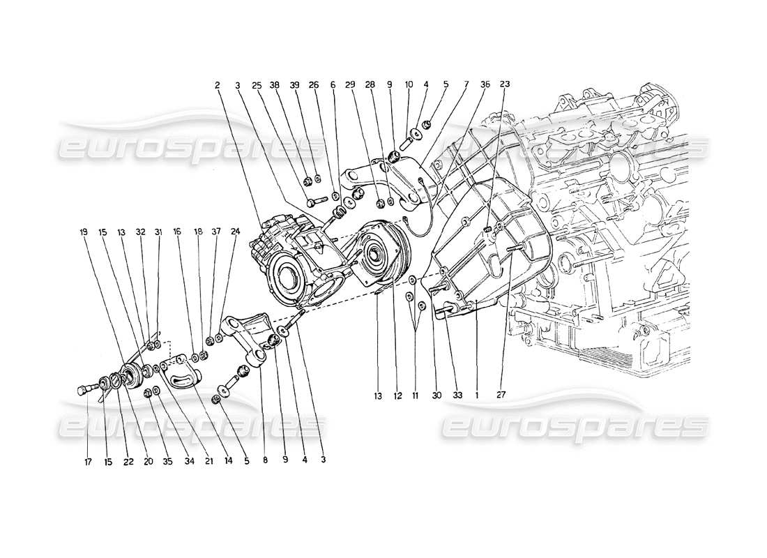 ferrari 208 gt4 dino (1975) diagramma delle parti del compressore e dei controlli dell'aria condizionata