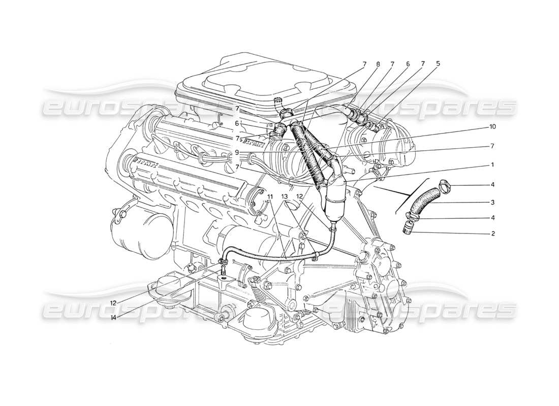 ferrari 208 gt4 dino (1975) colpo: diagramma delle parti del sistema