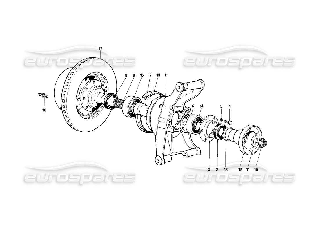 ferrari 400i (1983 mechanical) sospensione posteriore: diagramma delle parti del disco freno