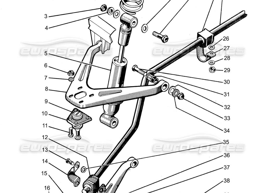 lamborghini 400 gt sospensioni anteriori diagramma delle parti