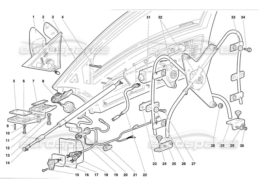 lamborghini diablo vt (1994) porte diagramma delle parti