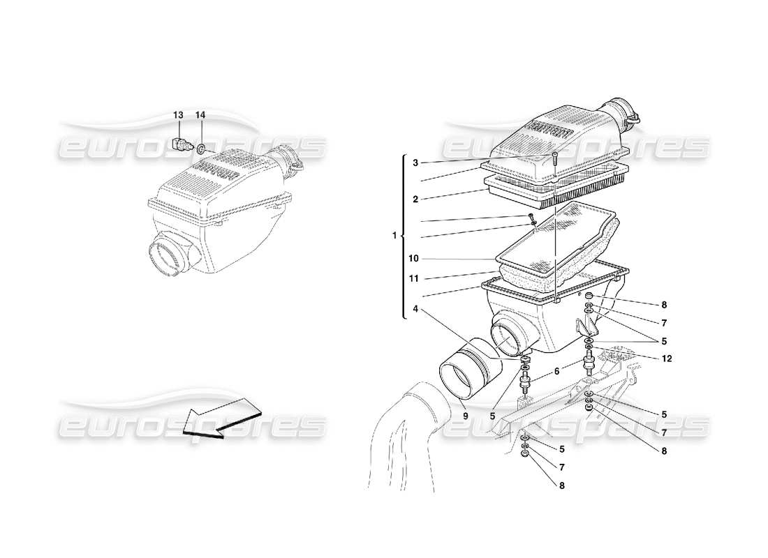 ferrari 456 gt/gta schema delle parti della presa d'aria