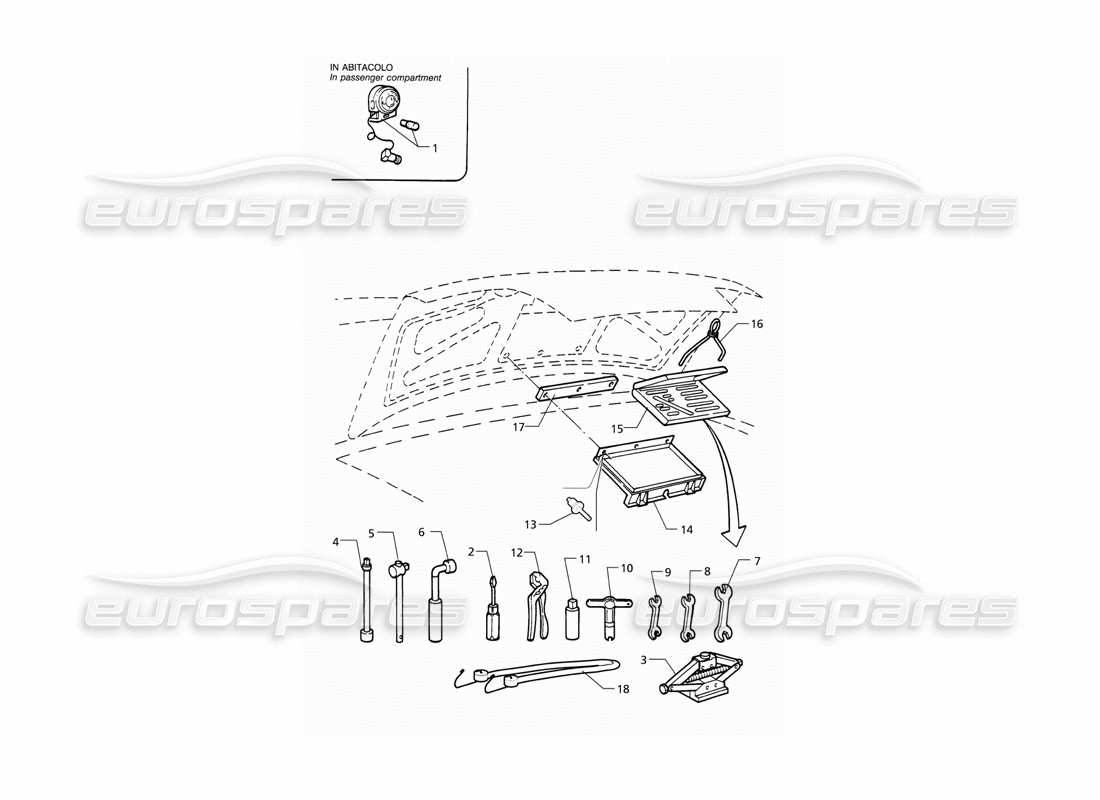 maserati qtp v6 (1996) diagramma delle parti degli strumenti