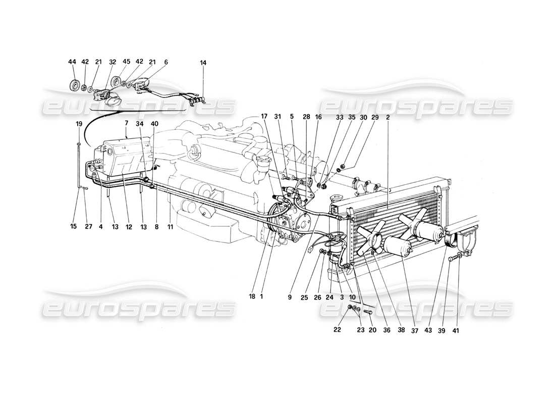 ferrari 400i (1983 mechanical) sistema di aria condizionata diagramma delle parti