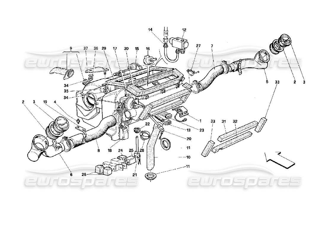 ferrari 512 tr diagramma delle parti dell'unità di condizionamento dell'aria